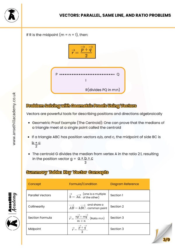 Gcse Vector Rato Questions Vectors: Parallel, Same Line & Ratio Problems β Anselhill Academy Resources