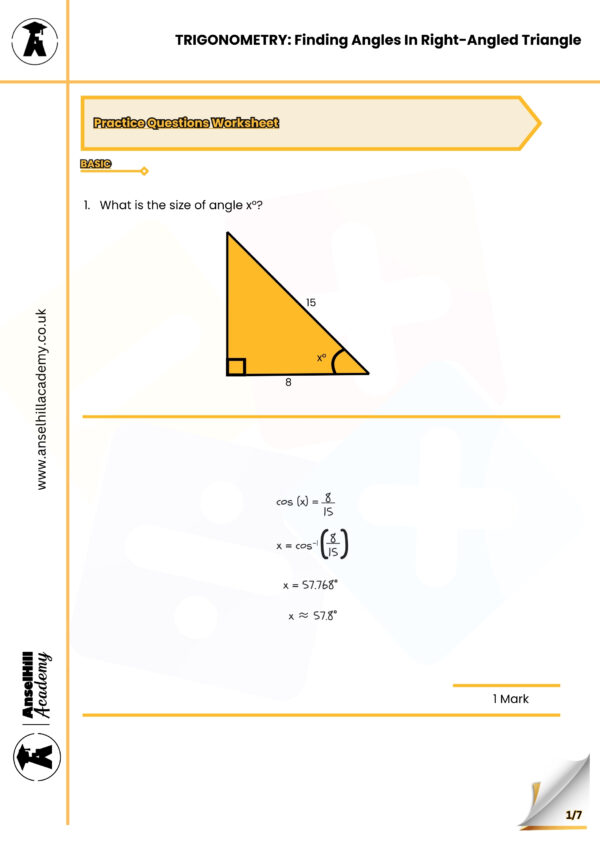 Trignometry Finding Angle Example Trigonometry: Finding Angles in Right-Angled Triangles – Anselhill ...