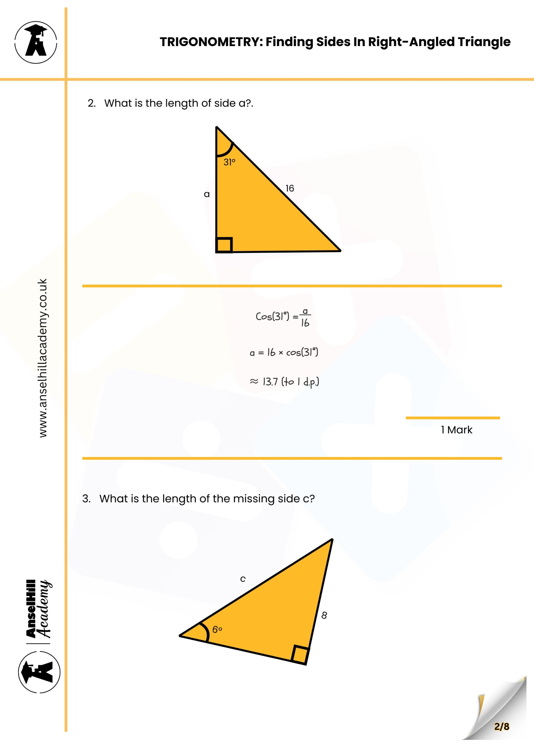 Trigonometry: Finding Sides in Right-Angled Triangles - Image 4