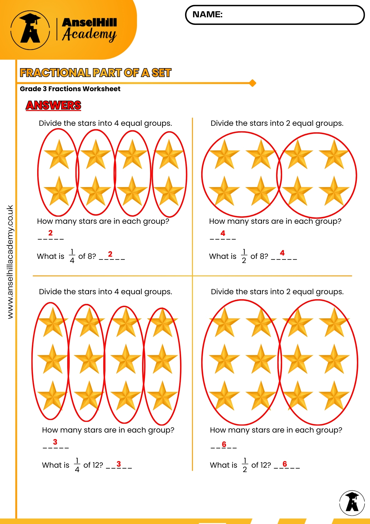 Fractional Part of a Set – Grade 3 Fractions - Image 3