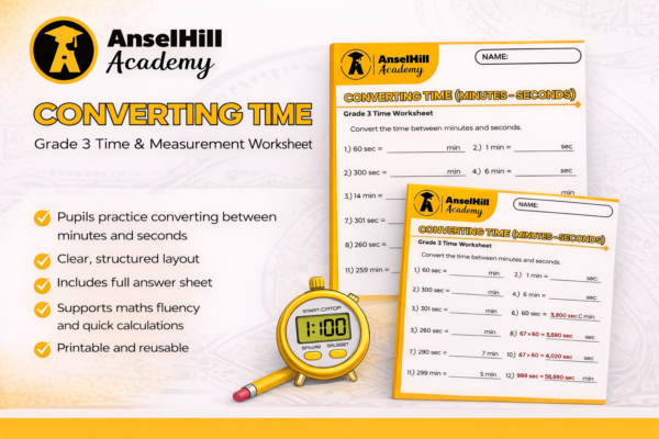 Converting Time (Minutes to Seconds) – Grade 3 Time – Anselhill Academy ...