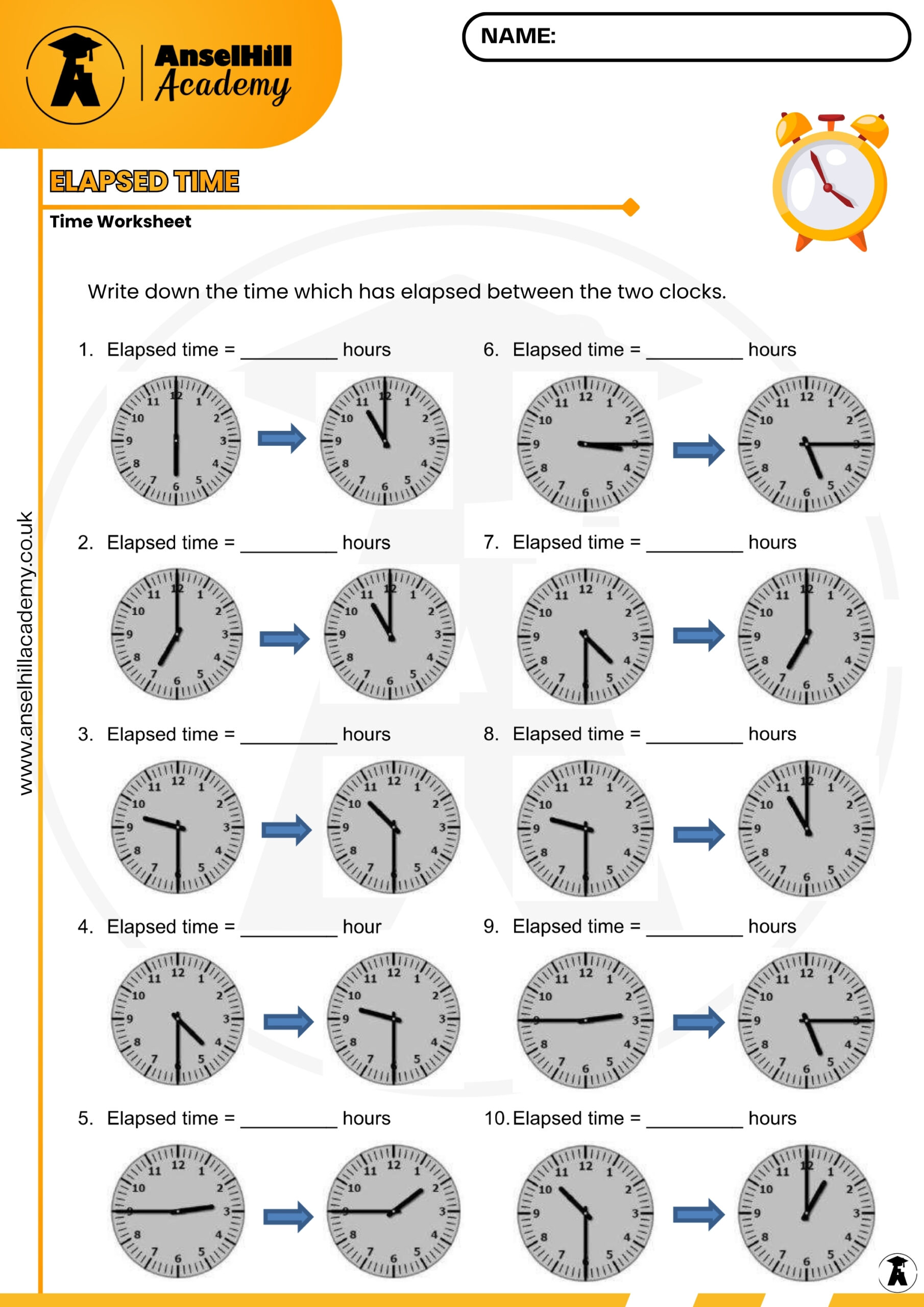 Elapsed Time: Time Worksheet - Image 3