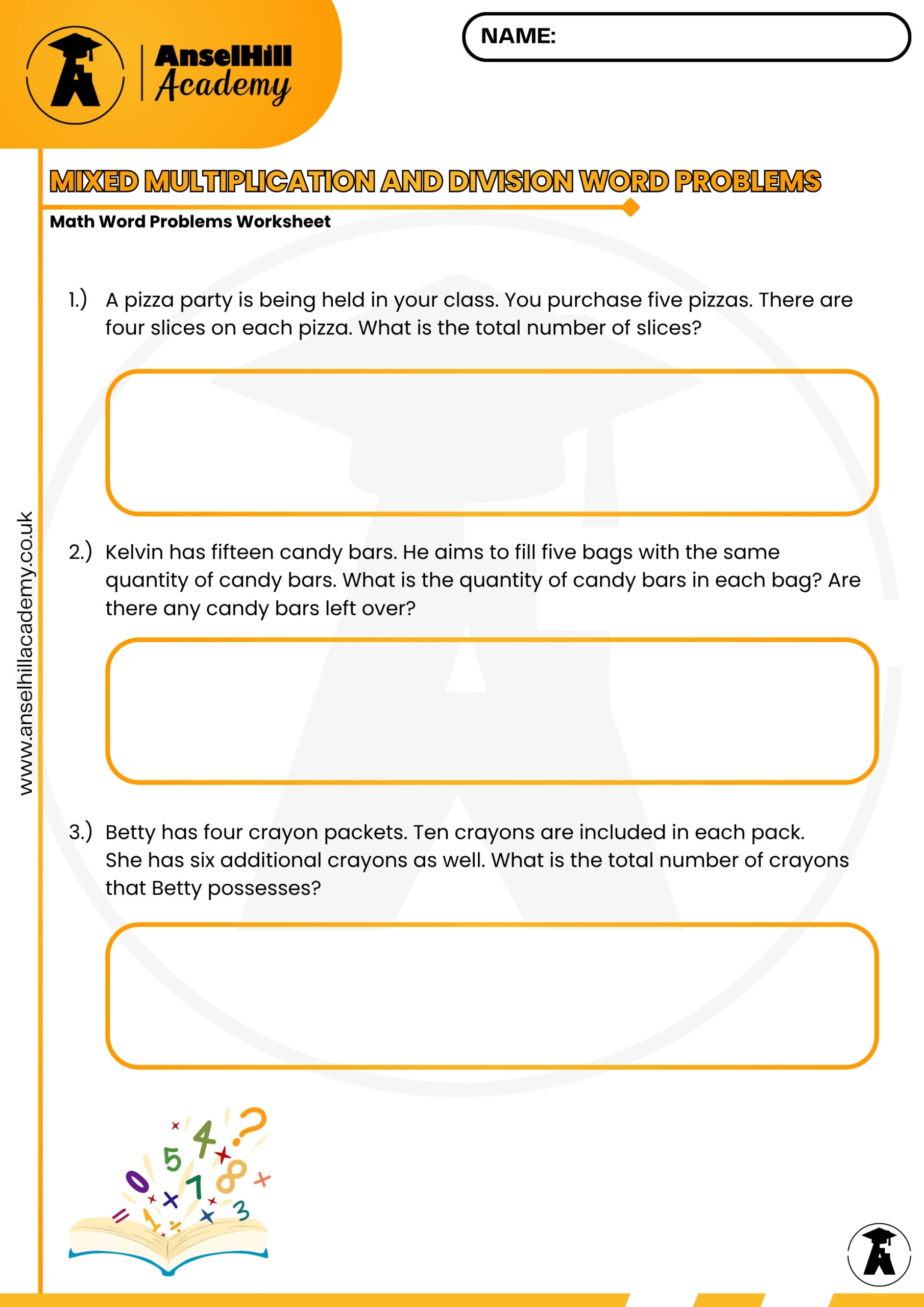 Mixed Multiplication and Division Word Problems Worksheet & Answer Key - Image 2