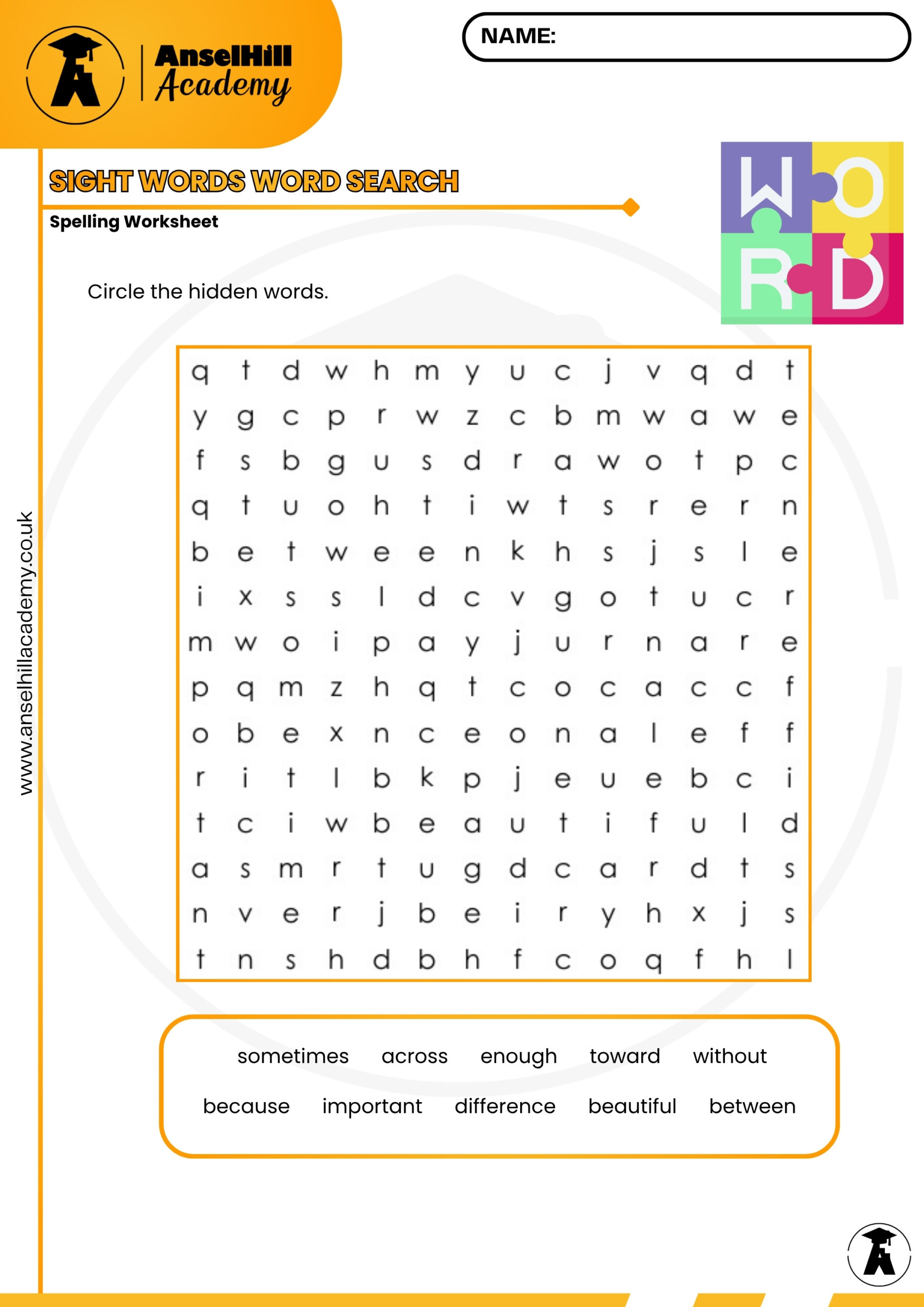 Sight Words Word Search - Image 3