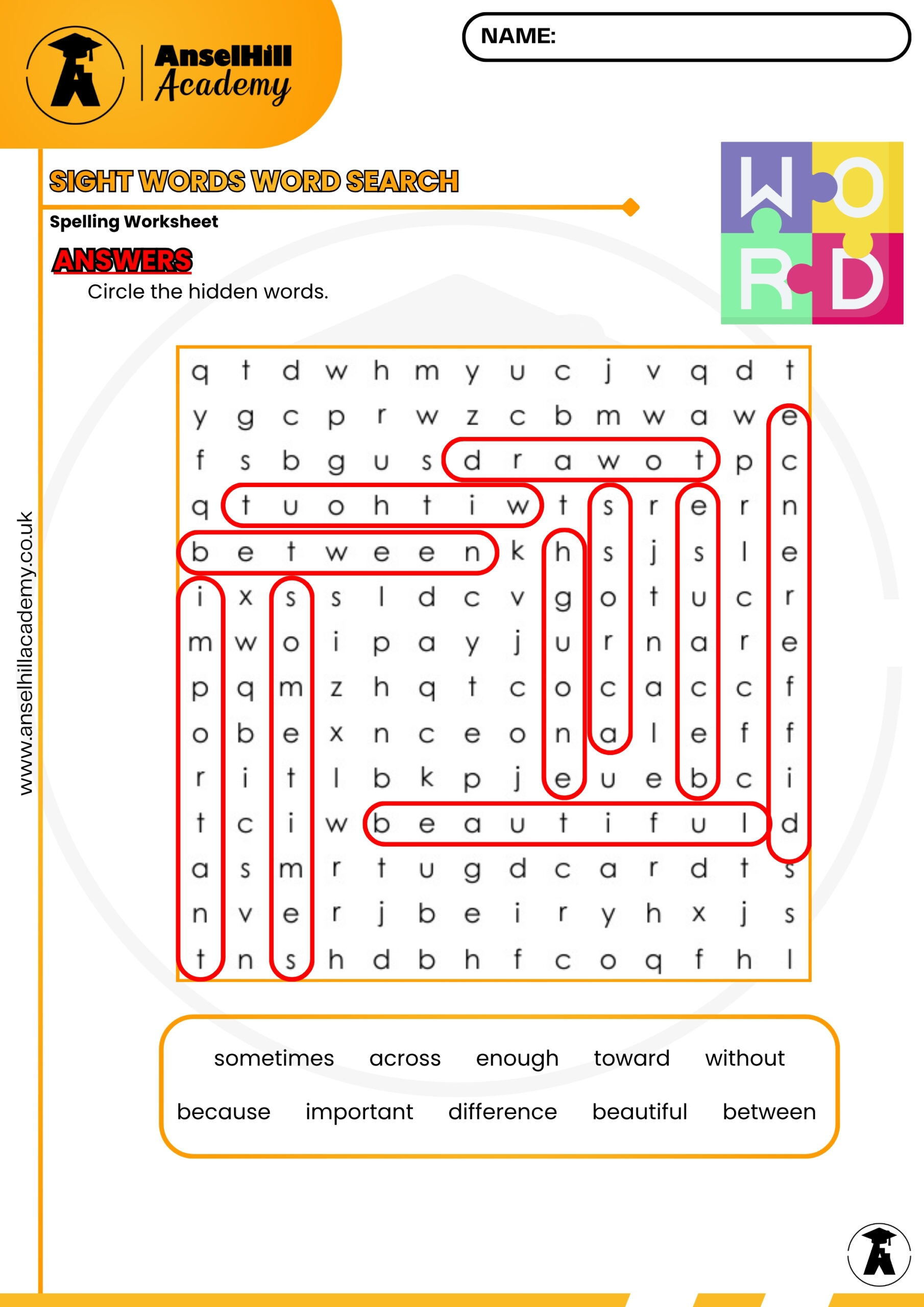 Sight Words Word Search - Image 2