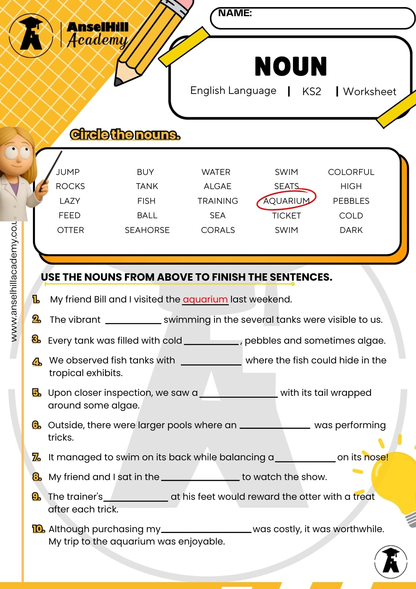 Nouns Identification & Sentence Completion