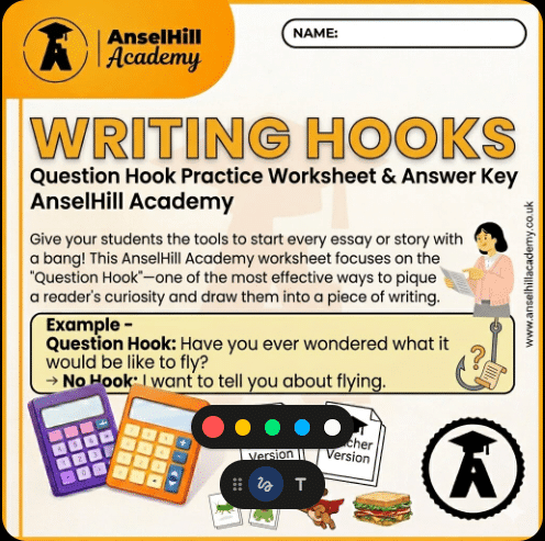 Writing Hooks: Question Hook Practice Worksheet & Answer Key