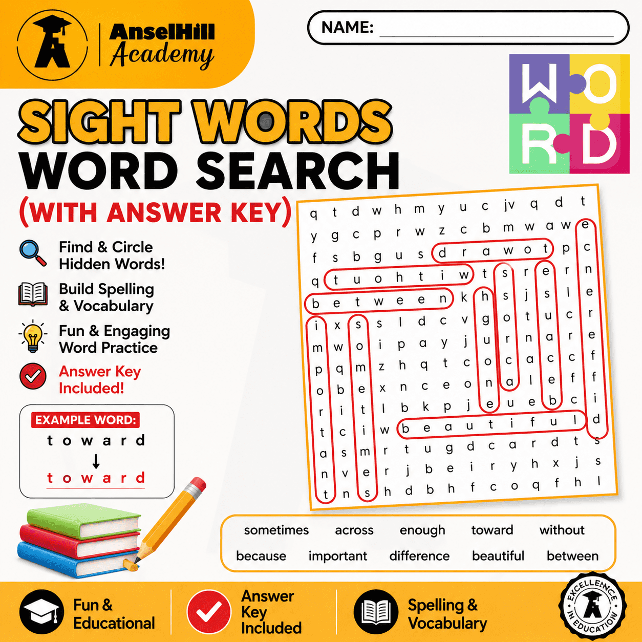 Sight Words Word Search